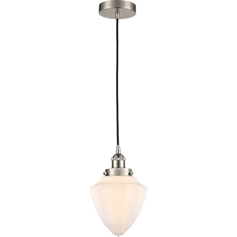 Edison Bullet LED 8 inch Brushed Satin Nickel Mini Pendant Ceiling Light