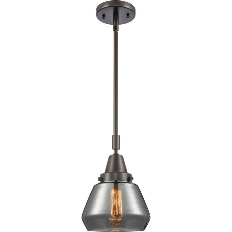 Franklin Restoration Fulton LED 7 inch Oil Rubbed Bronze Mini Pendant Ceiling Light in Plated Smoke Glass