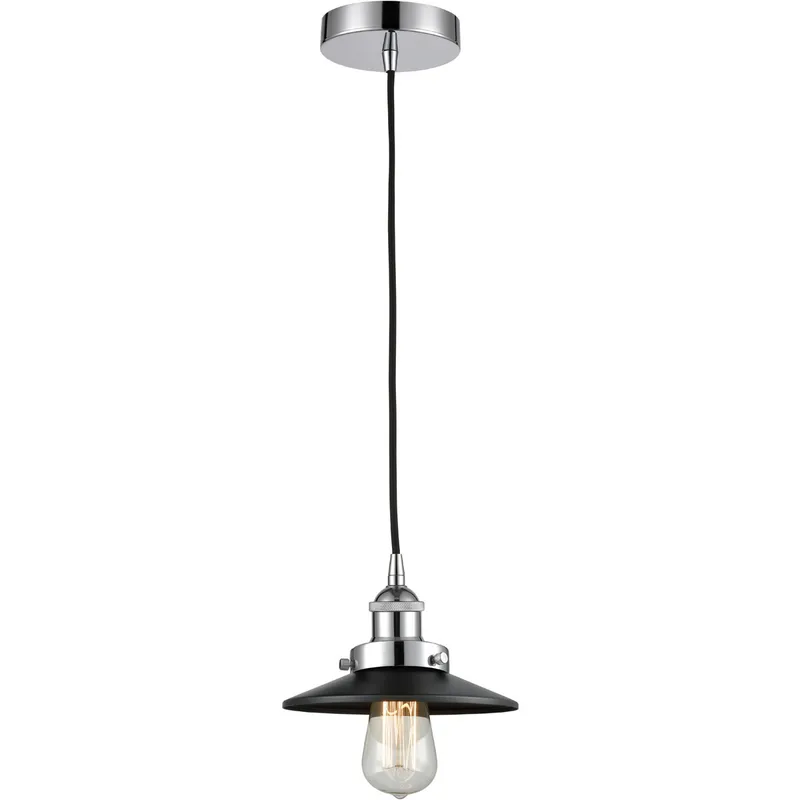 Edison Railroad 1 Light 8 inch Polished Chrome Mini Pendant Ceiling Light