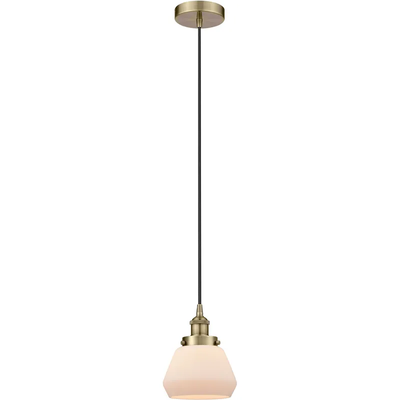 Edison Fulton LED 7 inch Antique Brass Mini Pendant Ceiling Light