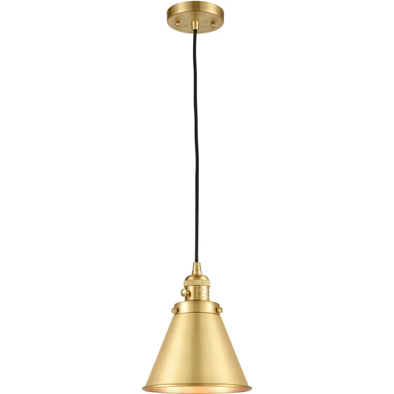 Franklin Restoration Appalachian 1 Light 8 inch Satin Gold Mini Pendant Ceiling Light in Incandescent