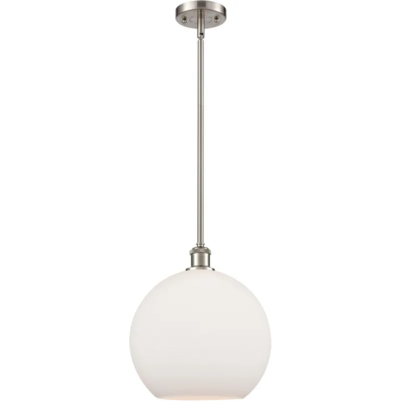 Ballston Athens 1 Light 12 inch Brushed Satin Nickel Mini Pendant Ceiling Light in Matte White Glass