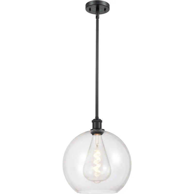 Ballston Athens 1 Light 12 inch Matte Black Mini Pendant Ceiling Light in Clear Glass