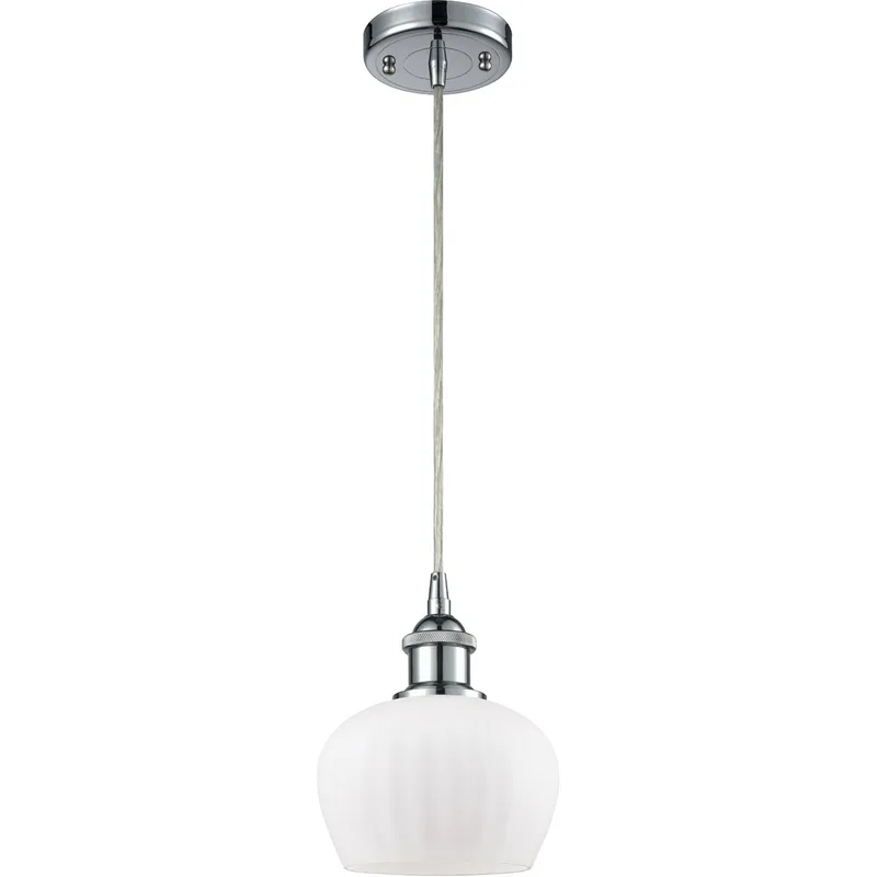 Ballston Fenton 1 Light 7 inch Polished Chrome Mini Pendant Ceiling Light in Matte White Glass, Ballston