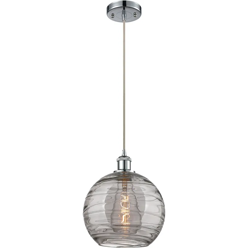 Ballston Athens Deco Swirl 1 Light 10 inch Polished Chrome Cord Hung Mini Pendant Ceiling Light