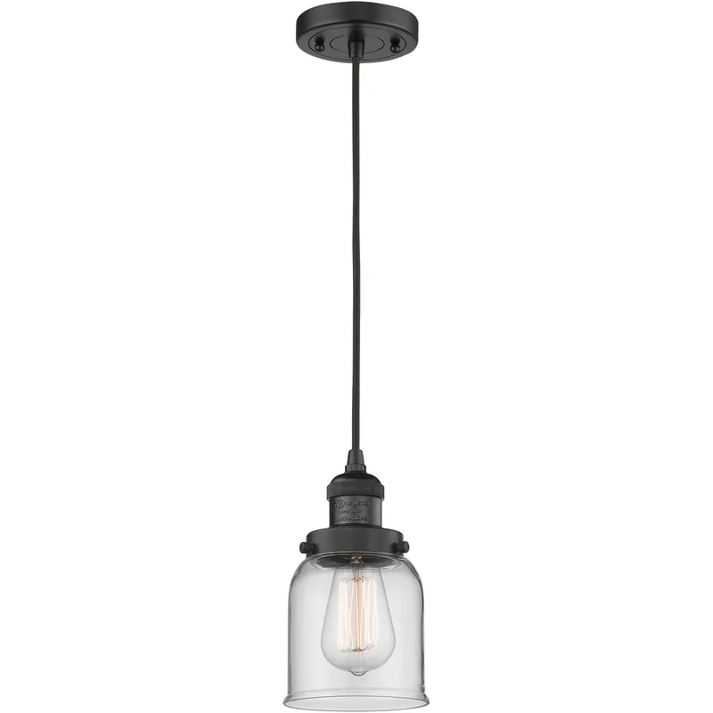 Franklin Restoration Bell 1 Light 5 inch Matte Black Mini Pendant Ceiling Light in Incandescent, Clear, Franklin Restoration