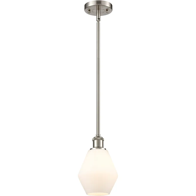 Ballston Cindyrella LED 6 inch Brushed Satin Nickel Mini Pendant Ceiling Light in Matte White Glass
