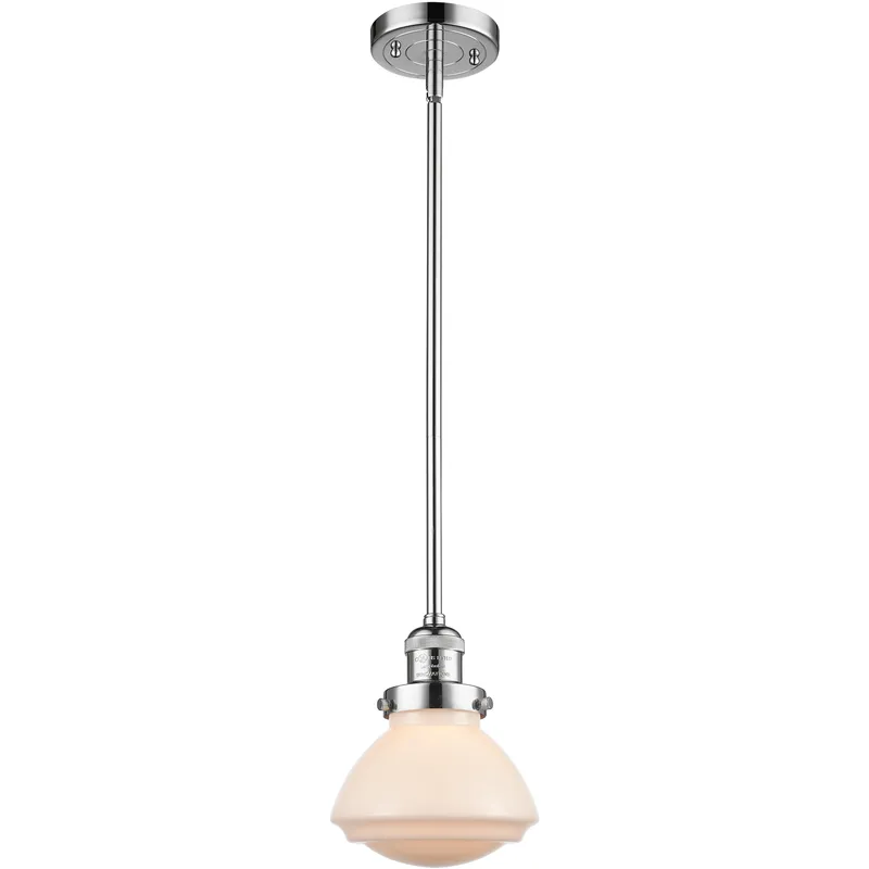 Franklin Restoration Olean 1 Light 6.75 inch Polished Chrome Mini Pendant Ceiling Light in Incandescent, Matte White, Franklin Restoration