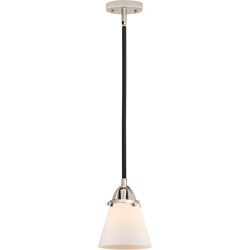 Nouveau 2 Cone LED 6.25 inch Black Polished Nickel Mini Pendant Ceiling Light in Matte White