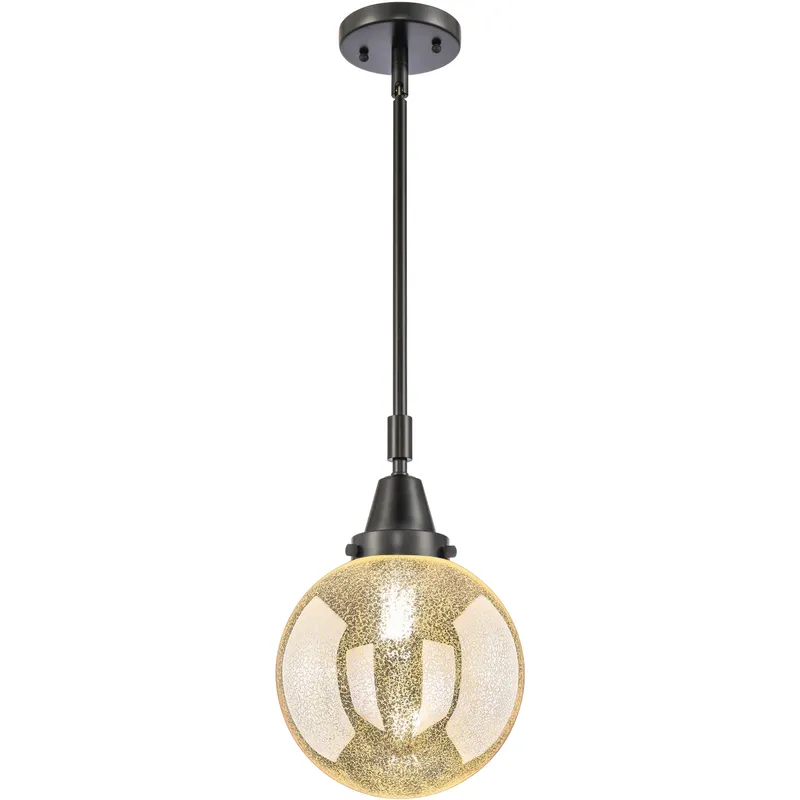 Beacon 1 Light 8 inch Matte Black Mini Pendant Ceiling Light in Mercury Glass