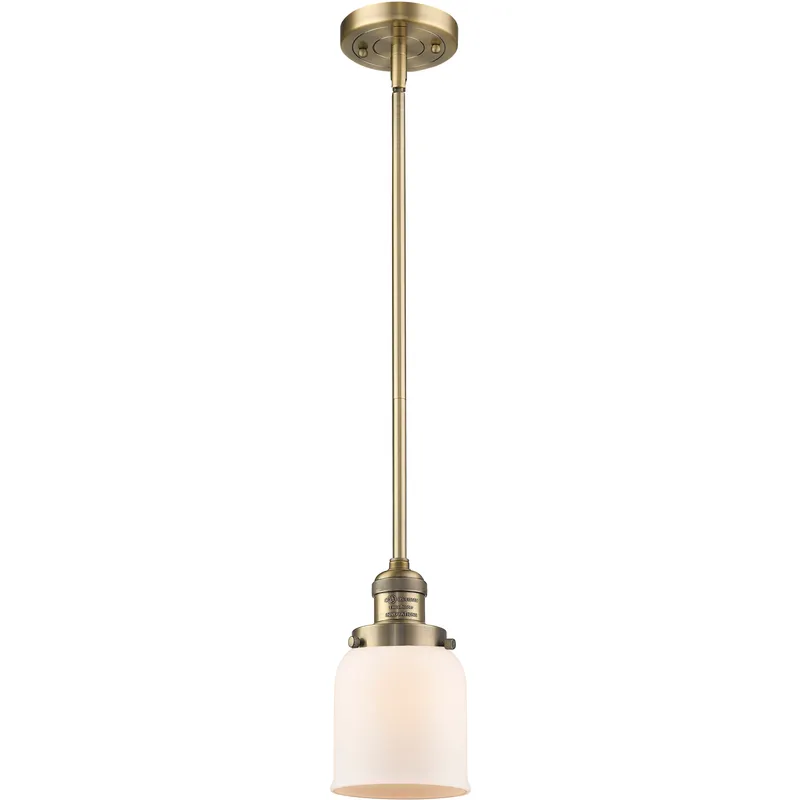 Franklin Restoration Bell LED 5 inch Brushed Brass Mini Pendant Ceiling Light in Matte White, Franklin Restoration