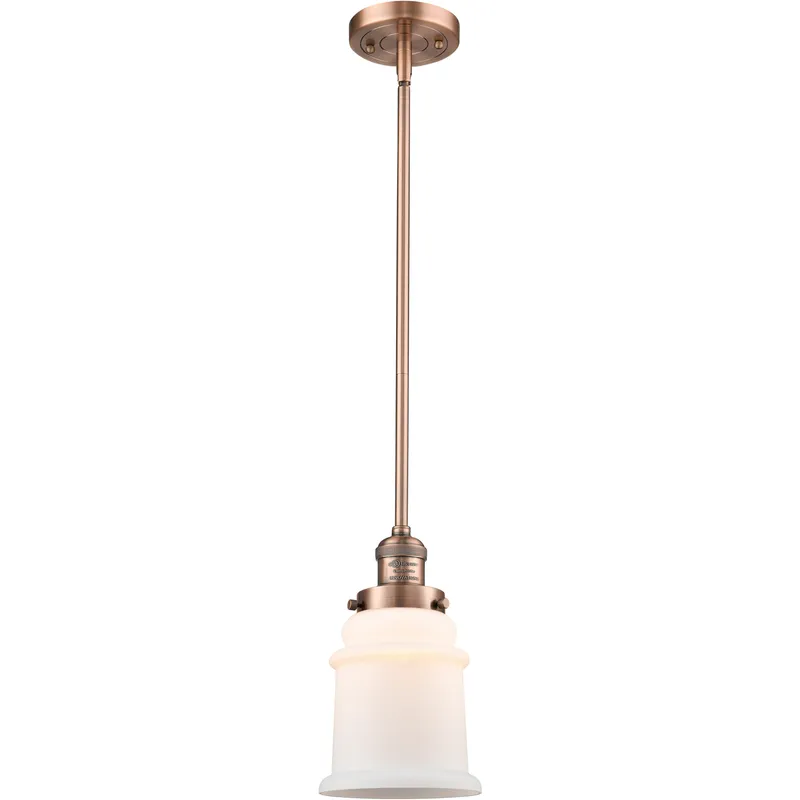 Franklin Restoration Canton LED 6.5 inch Antique Copper Mini Pendant Ceiling Light in Matte White, Franklin Restoration