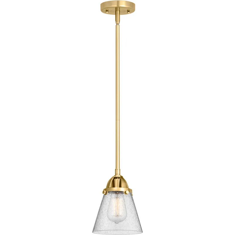 Nouveau 2 Cone 1 Light 6.25 inch Satin Gold Mini Pendant Ceiling Light in Incandescent, Seedy
