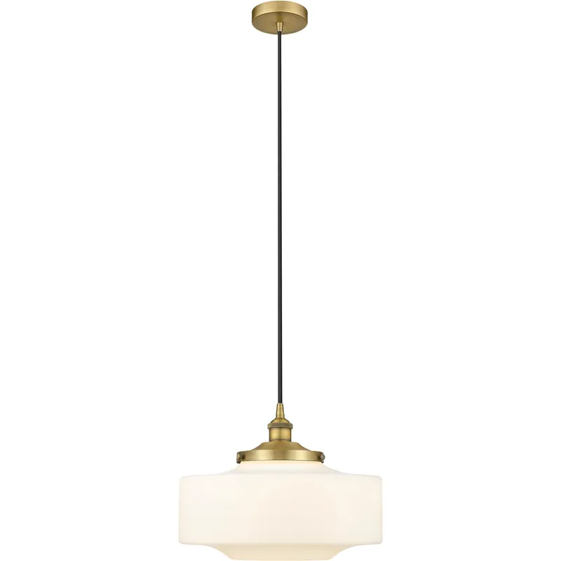 Bridgeton 1 Light 16 inch Brushed Brass Mini Pendant Ceiling Light in Matte White Glass