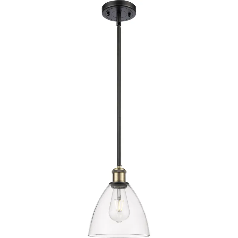 Ballston Dome LED 7.5 inch Black Antique Brass Mini Pendant Ceiling Light in Clear Glass