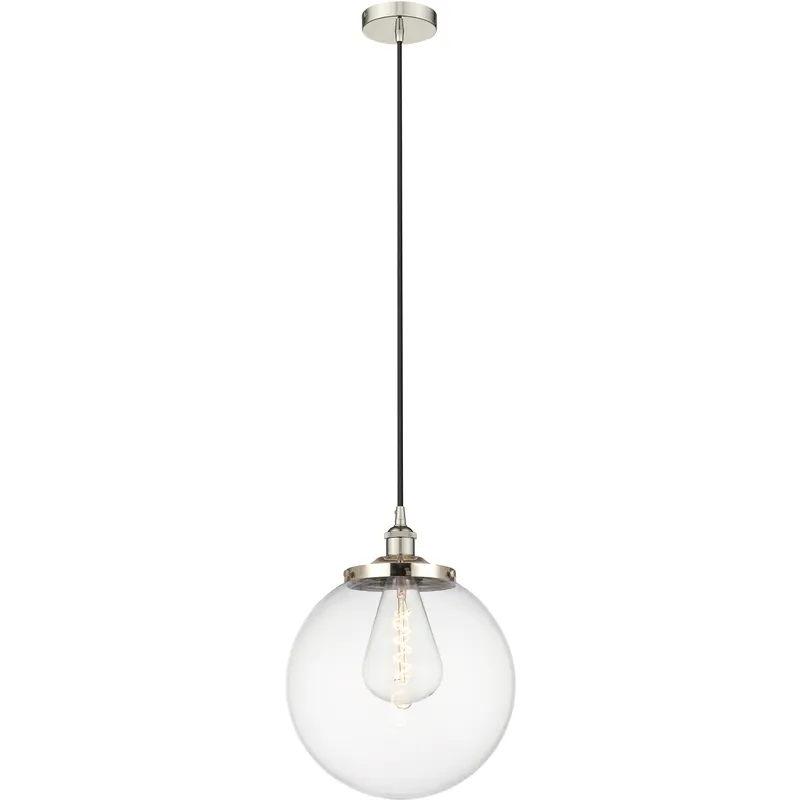Beacon 1 Light 13.75 inch Polished Nickel Mini Pendant Ceiling Light in Clear Glass