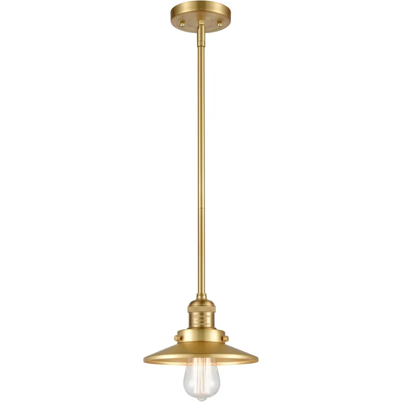 Franklin Restoration Railroad 1 Light 8 inch Satin Gold Mini Pendant Ceiling Light in Incandescent, Franklin Restoration