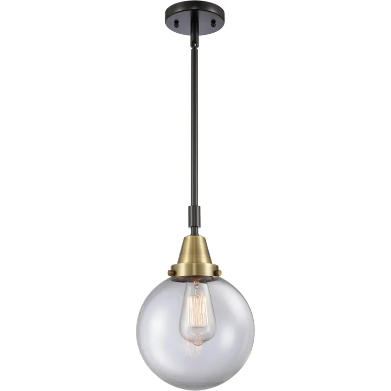 Beacon 1 Light 8 inch Black Antique Brass Mini Pendant Ceiling Light in Clear Glass