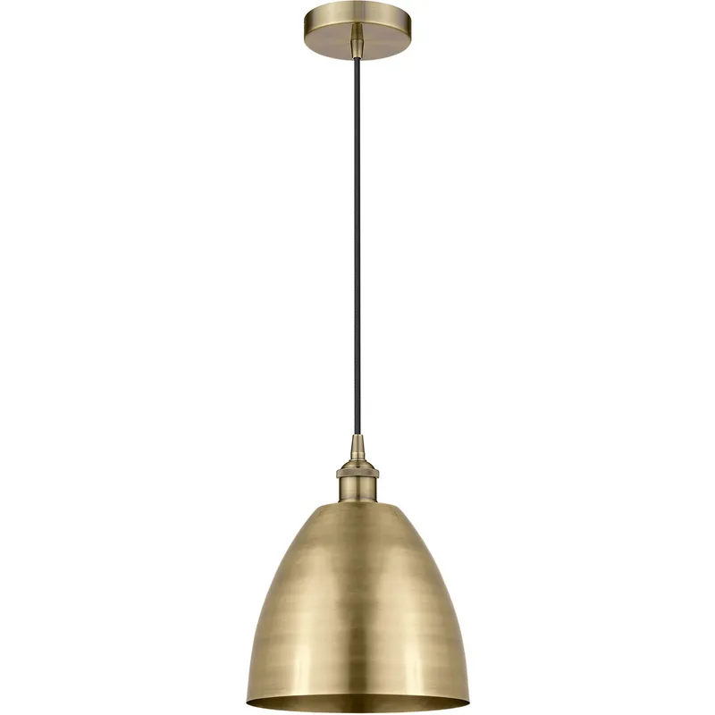 Edison Dome LED 9 inch Antique Brass Mini Pendant Ceiling Light