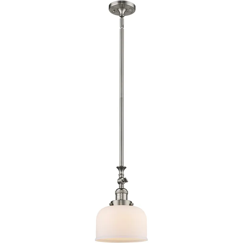 Franklin Restoration Bell 1 Light 8 inch Brushed Satin Nickel Mini Pendant Ceiling Light in Incandescent, Matte White, Franklin Restoration