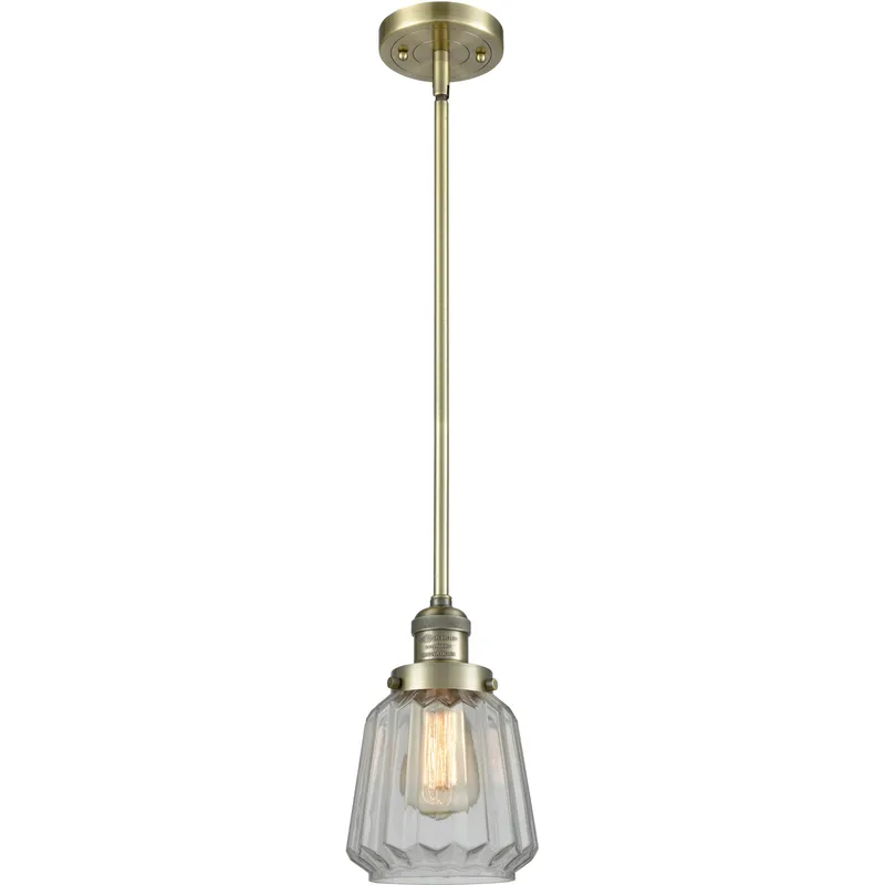 Franklin Restoration Chatham LED 6 inch Antique Brass Mini Pendant Ceiling Light in Clear, Franklin Restoration
