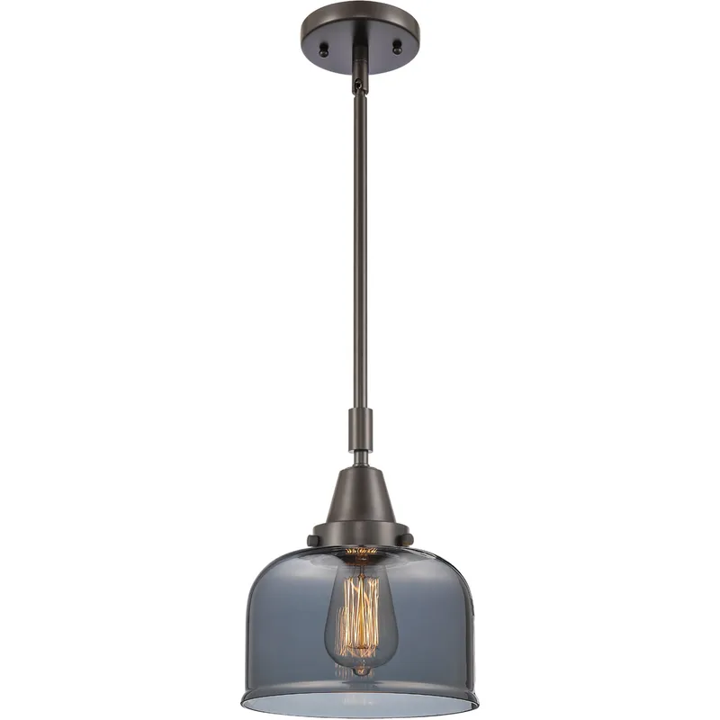 Franklin Restoration X-Large Bell LED 12 inch Oil Rubbed Bronze Mini Pendant Ceiling Light in Plated Smoke Glass