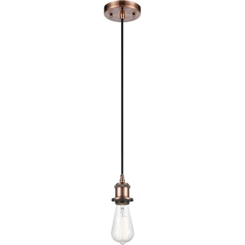 Ballston Bare Bulb 1 Light 5 inch Antique Copper Mini Pendant Ceiling Light, Ballston