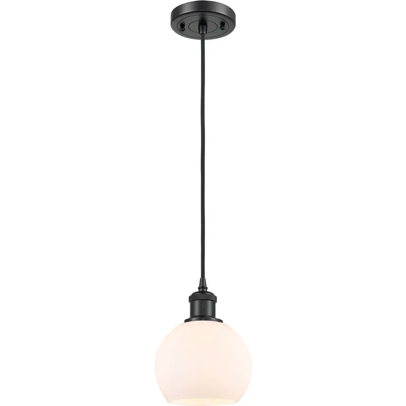 Ballston Athens 1 Light 6 inch Matte Black Mini Pendant Ceiling Light in Matte White Glass