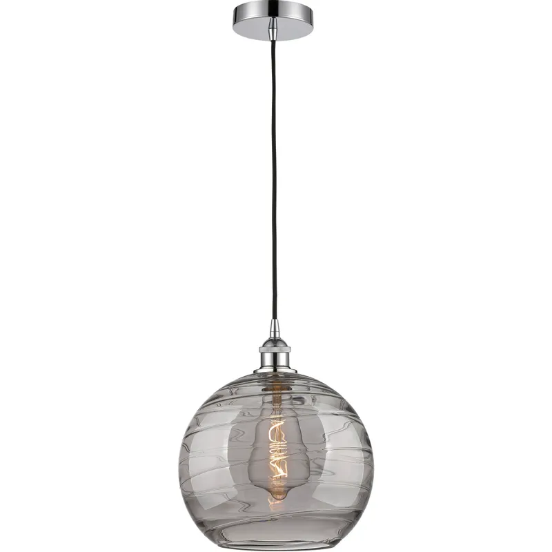 Edison Athens Deco Swirl 1 Light 12 inch Polished Chrome Cord Hung Mini Pendant Ceiling Light