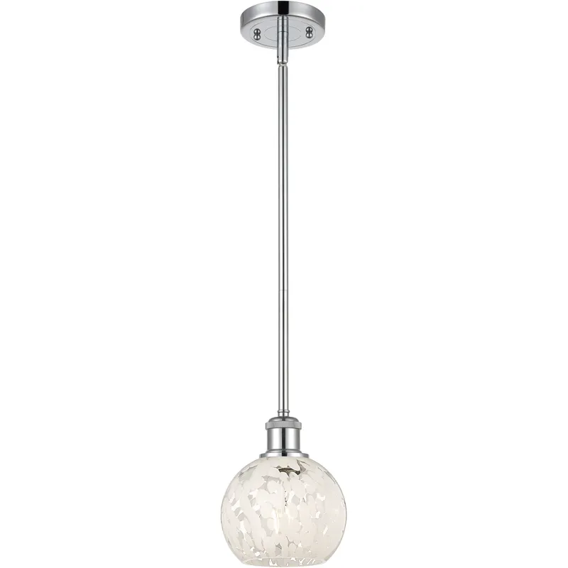 Ballston White Mouchette 1 Light 6 inch Polished Chrome Stem Hung Mini Pendant Ceiling Light