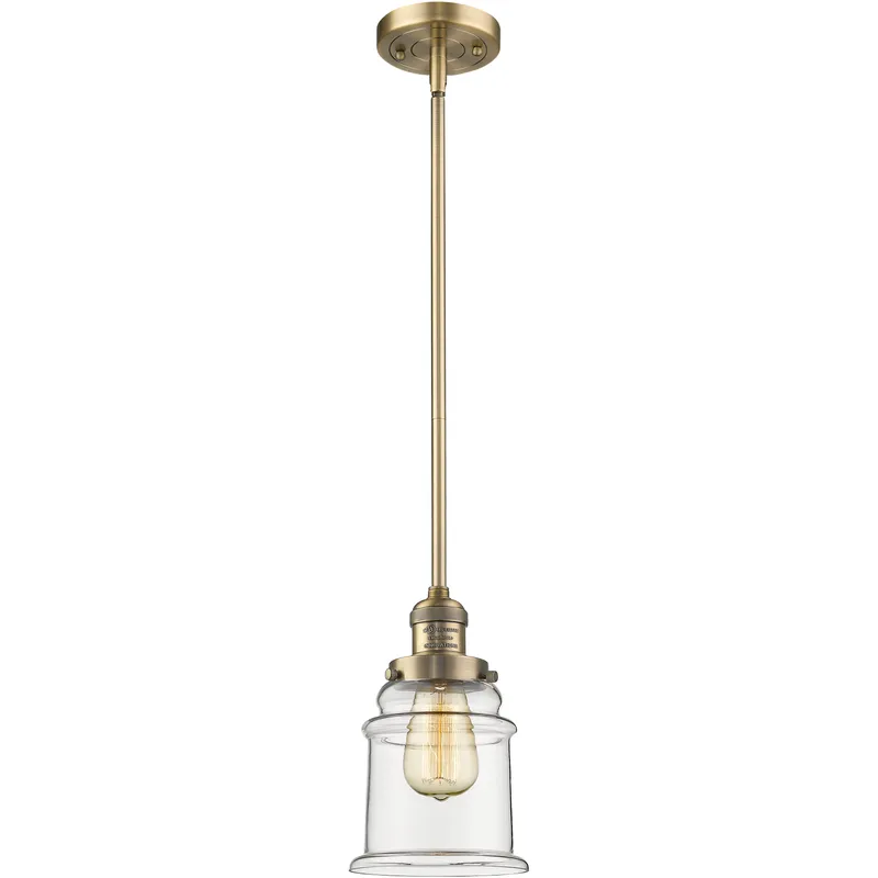 Franklin Restoration Canton LED 6.5 inch Brushed Brass Mini Pendant Ceiling Light in Clear, Franklin Restoration