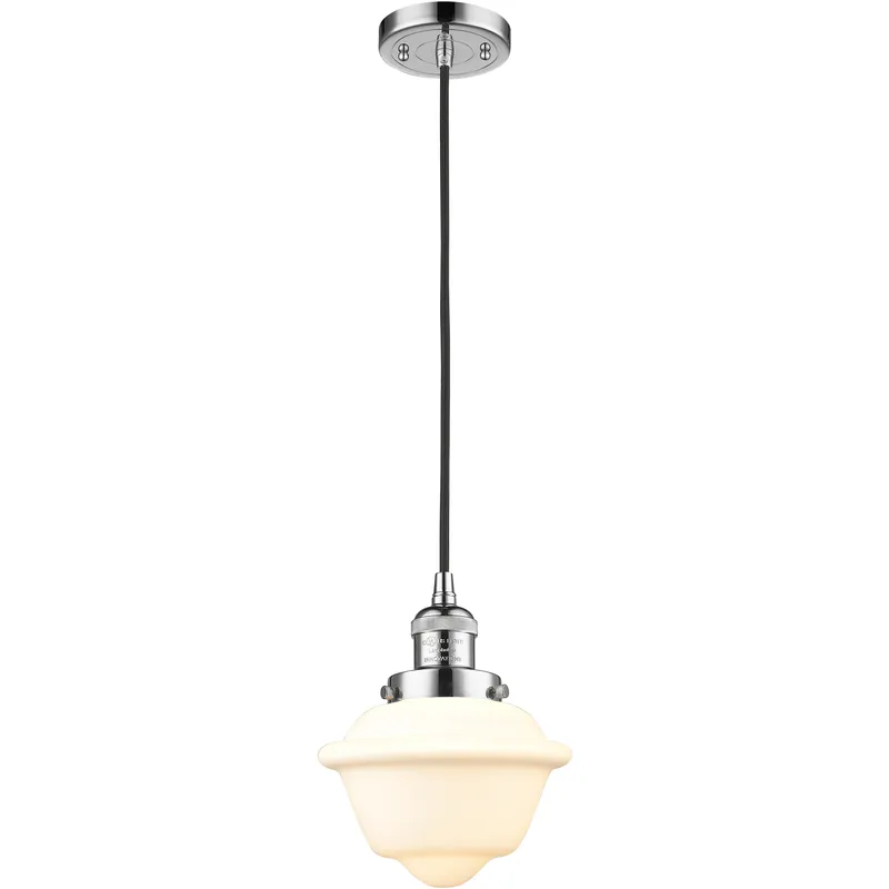 Franklin Restoration Oxford 1 Light 7.5 inch Polished Chrome Mini Pendant Ceiling Light in Incandescent, Matte White, Franklin Restoration