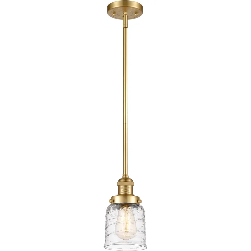 Franklin Restoration Bell 1 Light 5 inch Satin Gold Mini Pendant Ceiling Light in Incandescent, Deco Swirl