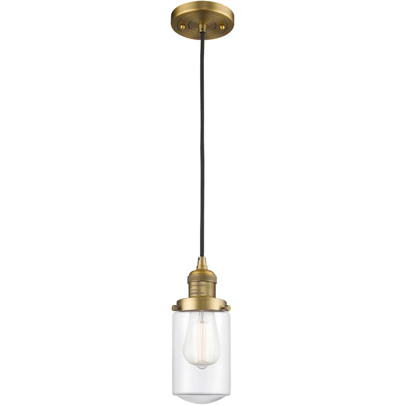 Franklin Restoration Dover LED 5 inch Brushed Brass Mini Pendant Ceiling Light in Clear Glass, Franklin Restoration