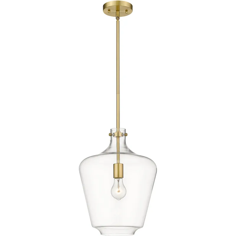 Lowell 1 Light 12 inch Satin Gold Mini Pendant Ceiling Light in Clear Glass