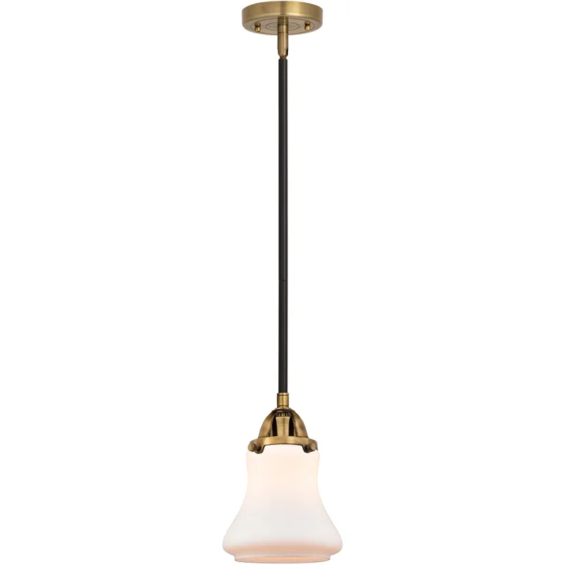 Nouveau 2 Bellmont 1 Light 6 inch Black Antique Brass Mini Pendant Ceiling Light in Incandescent, Matte White