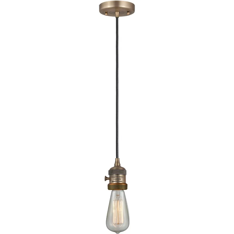 Franklin Restoration Bare Bulb LED 2 inch Brushed Brass Mini Pendant Ceiling Light