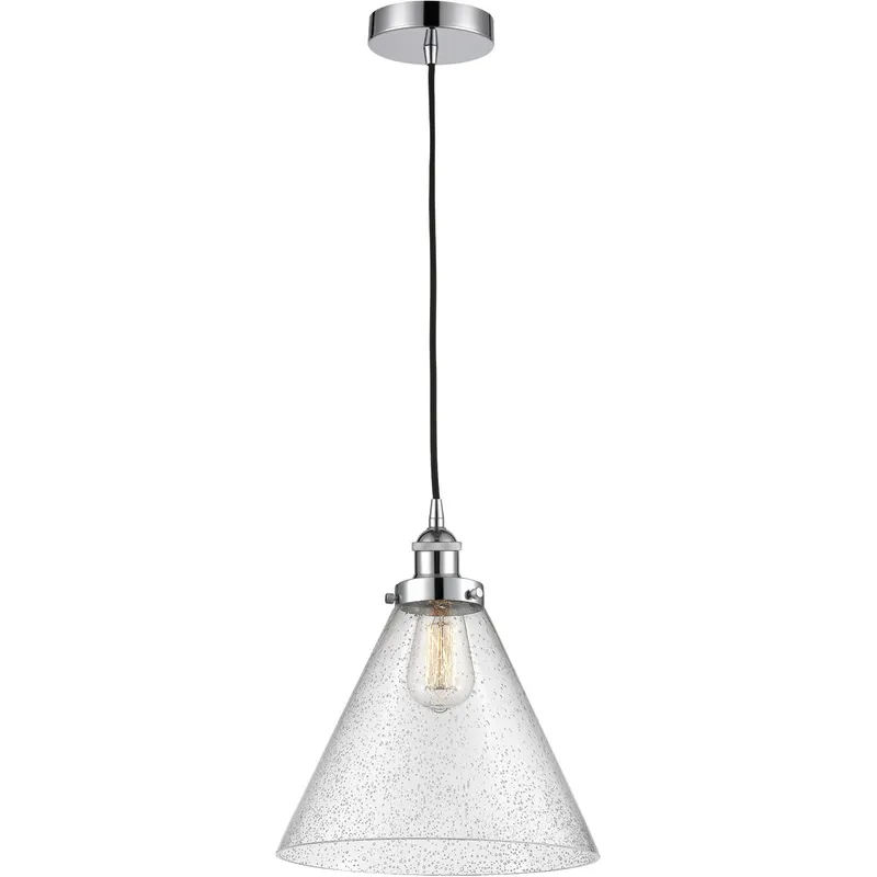 Edison Cone 1 Light 12 inch Polished Chrome Mini Pendant Ceiling Light