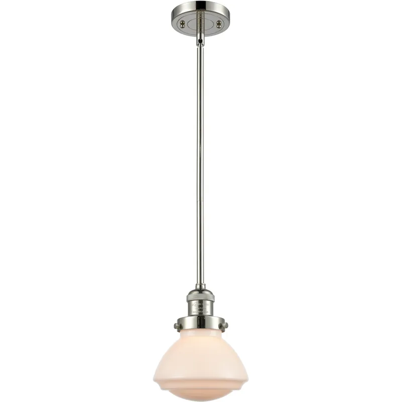 Franklin Restoration Olean 1 Light 6.75 inch Polished Nickel Mini Pendant Ceiling Light in Incandescent, Matte White, Franklin Restoration