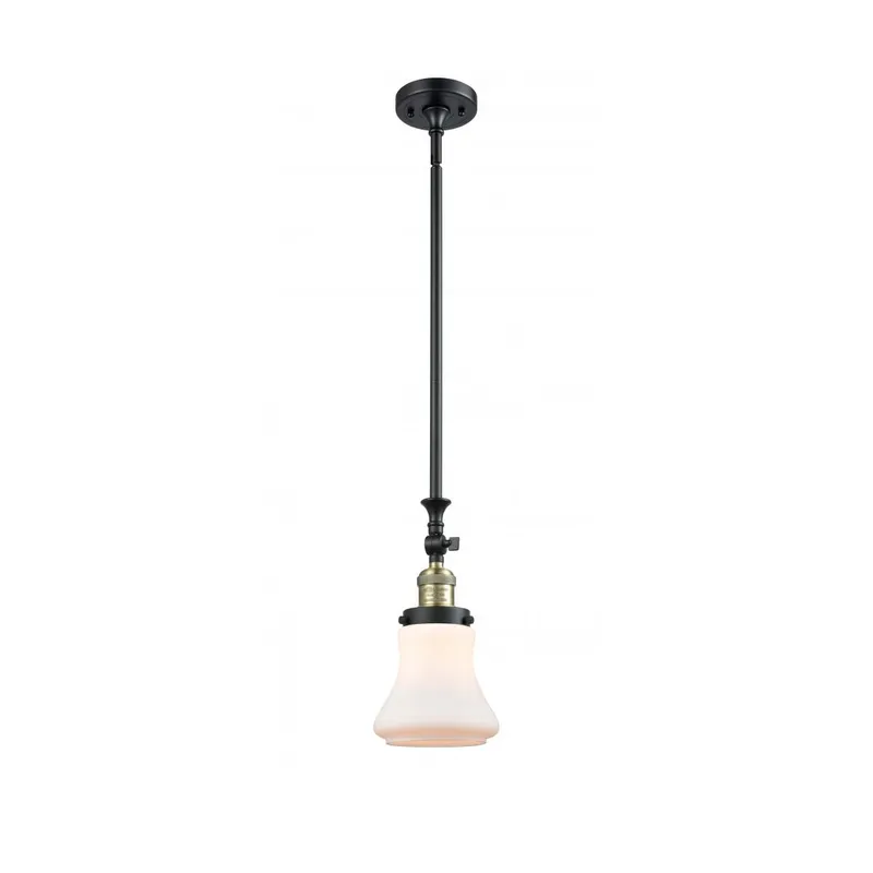 Franklin Restoration Bellmont 1 Light 7 inch Black Antique Brass Mini Pendant Ceiling Light in Matte White Glass, Franklin Restoration