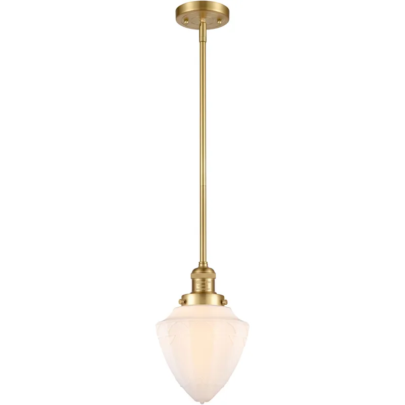 Franklin Restoration Bullet 1 Light 7 inch Satin Gold Mini Pendant Ceiling Light in Incandescent, Matte White