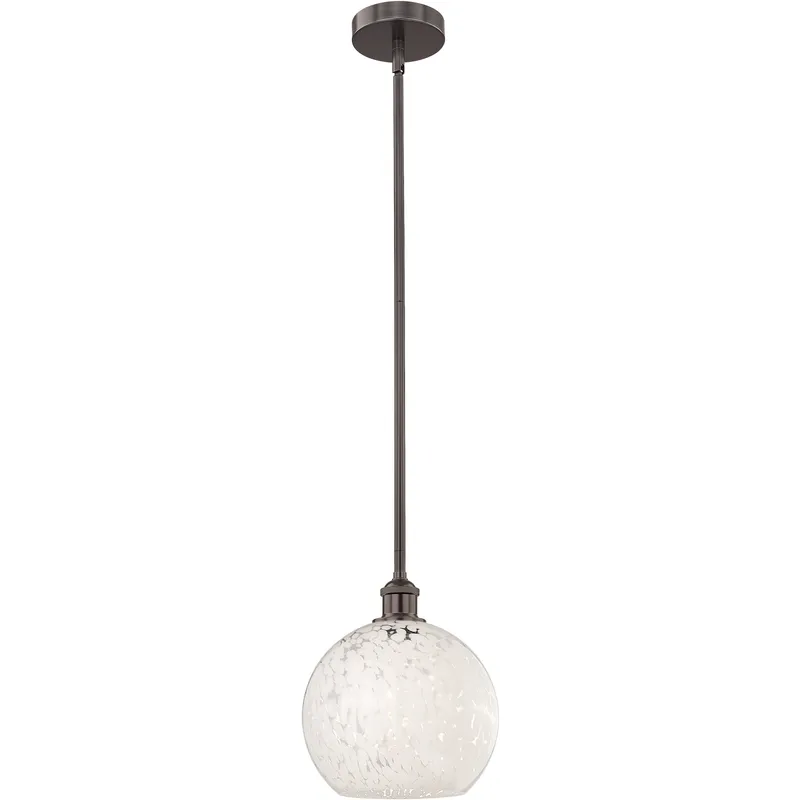 Edison White Mouchette 1 Light 10 inch Oil Rubbed Bronze Stem Hung Mini Pendant Ceiling Light