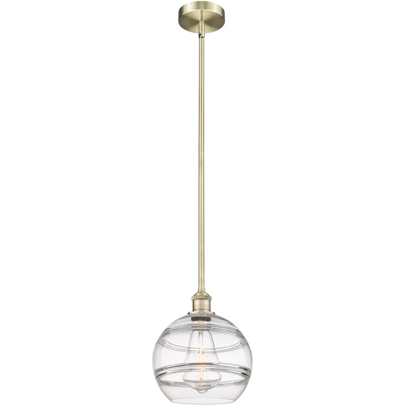 Edison Rochester 1 Light 10 inch Antique Brass Stem Hung Mini Pendant Ceiling Light