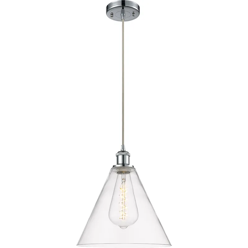 Ballston Cone 1 Light 12 inch Polished Chrome Mini Pendant Ceiling Light in Clear Glass