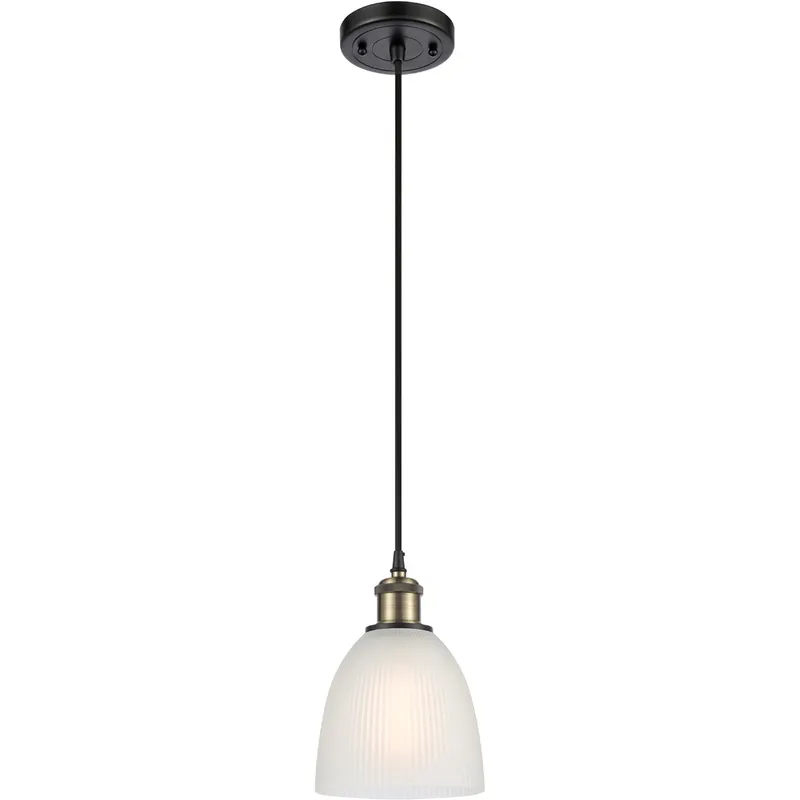 Ballston Castile 1 Light 6 inch Black Antique Brass Mini Pendant Ceiling Light in White Glass, Ballston