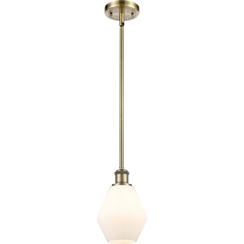 Ballston Cindyrella LED 6 inch Antique Brass Mini Pendant Ceiling Light in Matte White Glass