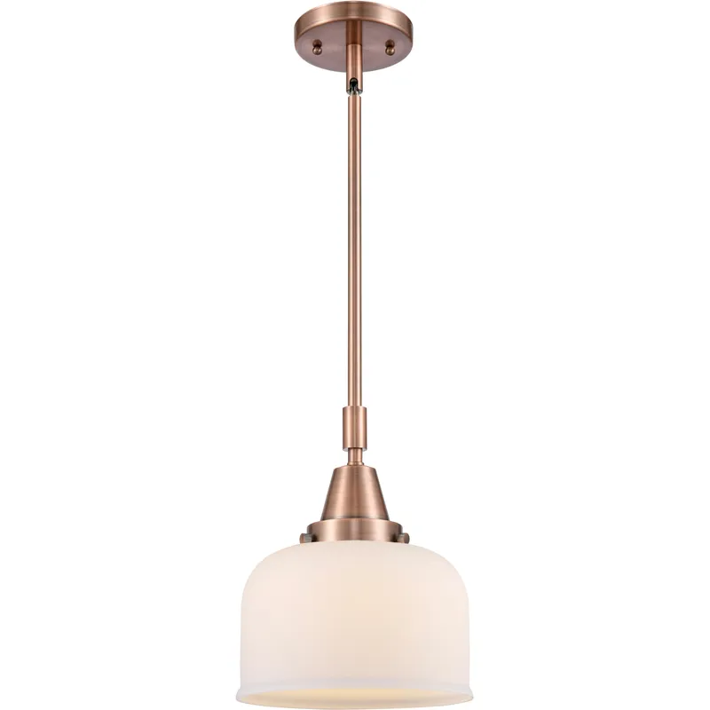 Franklin Restoration X-Large Bell LED 12 inch Antique Copper Mini Pendant Ceiling Light in Matte White Glass