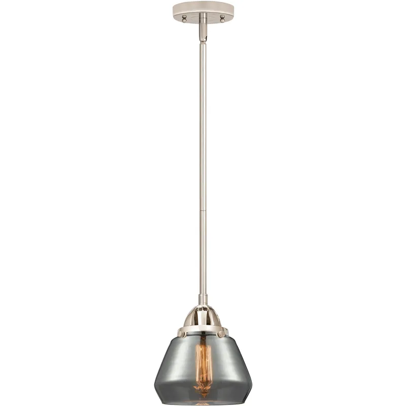 Nouveau 2 Fulton 1 Light 6.75 inch Polished Nickel Mini Pendant Ceiling Light in Bulb Not Included, Light Smoke Glass