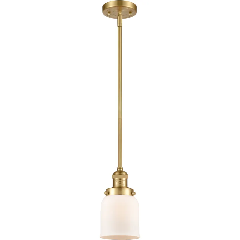 Franklin Restoration Bell 1 Light 5 inch Satin Gold Mini Pendant Ceiling Light in Incandescent, Matte White, Franklin Restoration