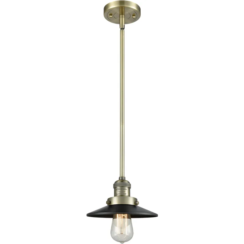 Franklin Restoration Railroad 1 Light 8 inch Antique Brass Mini Pendant Ceiling Light in Incandescent, Matte Black, Franklin Restoration